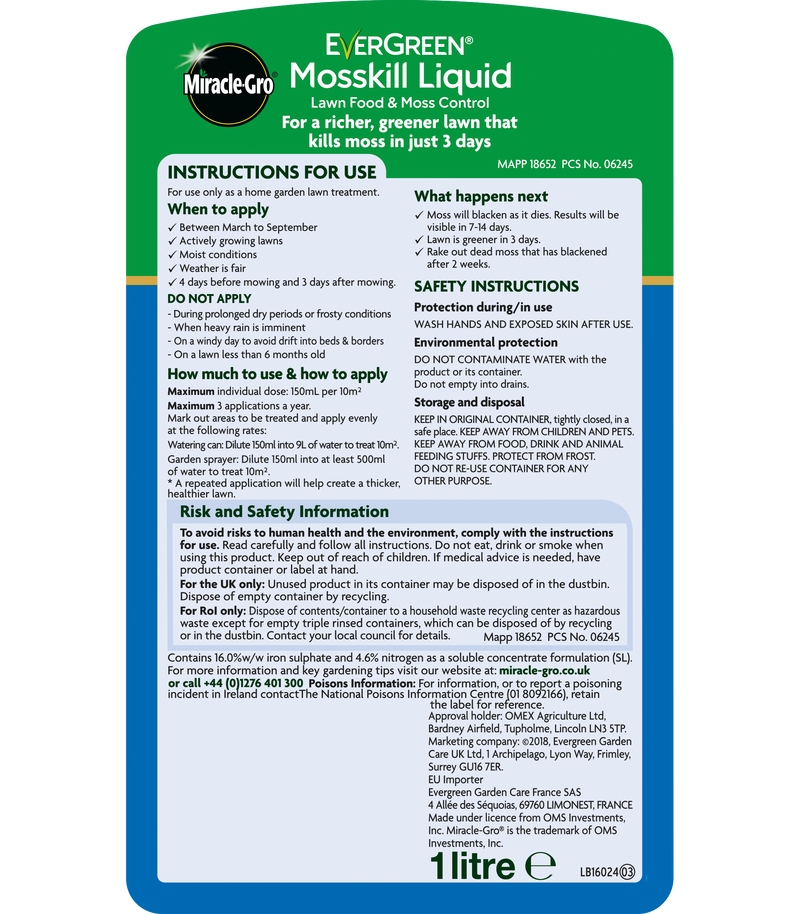 EverGreen Mosskill Liquid 1 litre (67m²)