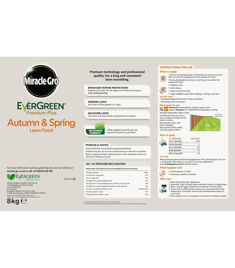 EverGreen Premium Plus Autumn & Spring Lawn Food 8 kg bag (400m²)