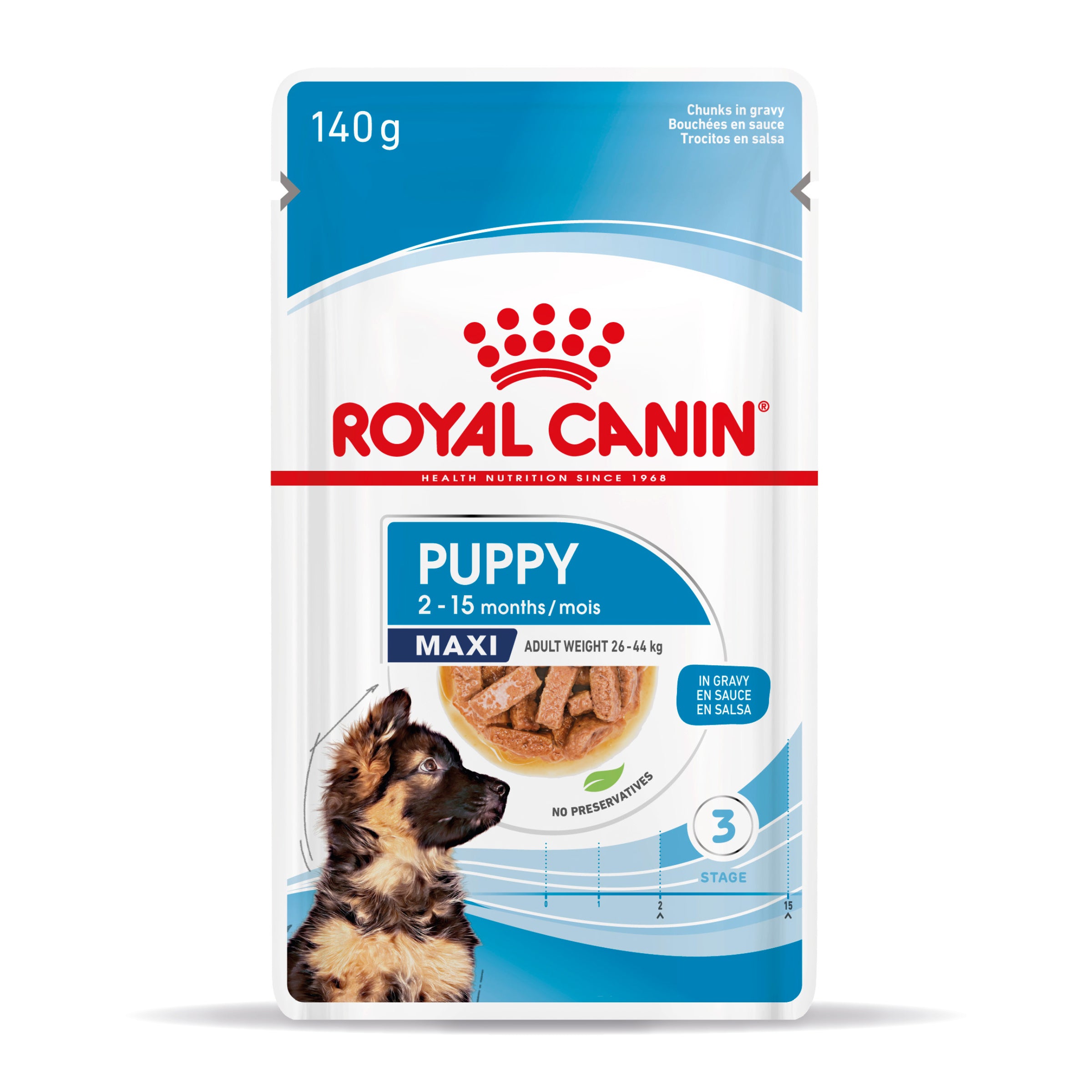 Royal Canin Maxi Puppy in Gravy Wet Food, 140g x 10 Pack
