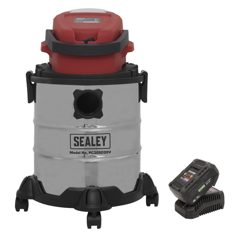 Sealey Vacuum Cleaner 20L Wet & Dry Cordless 20V SV20 Series with 4Ah Battery & Charger
