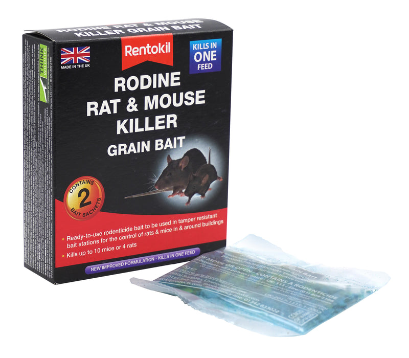 Rentokil Rodine Rat & Mouse Killer Grain Bait - 2 Satchet