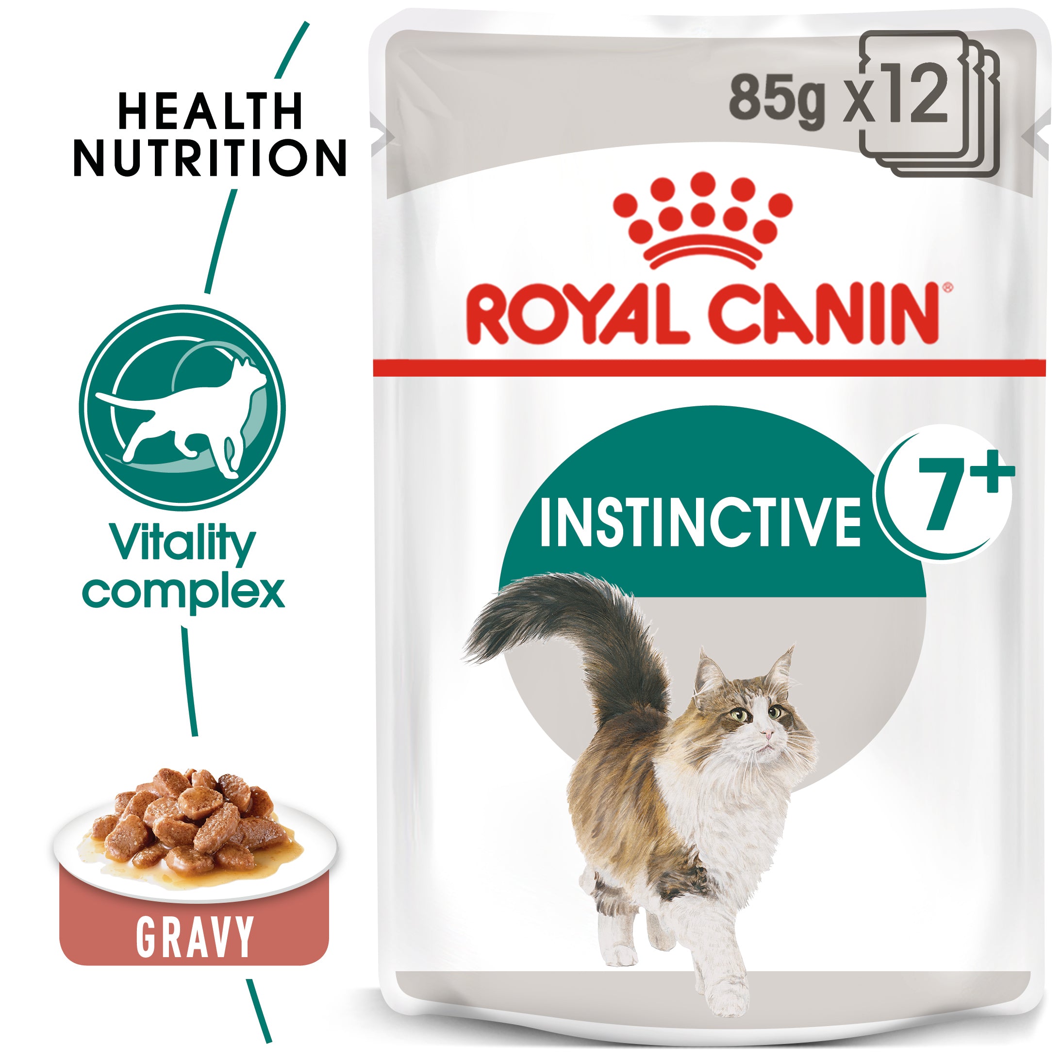 Royal Canin Instinctive 7+ In Gravy Adult Wet Cat Food, 85g x 12 Pack