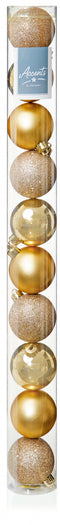 Premier Decorations 10 x 60mm Multi Finish Balls, Champagne Gold