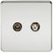 Coaxial TV and SAT TV Outlet 1G Screwless Polished Chrome Isolated Wall Plate