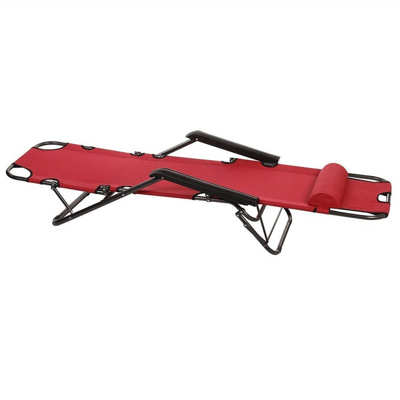 Folding Reclining Garden Lounger, Red