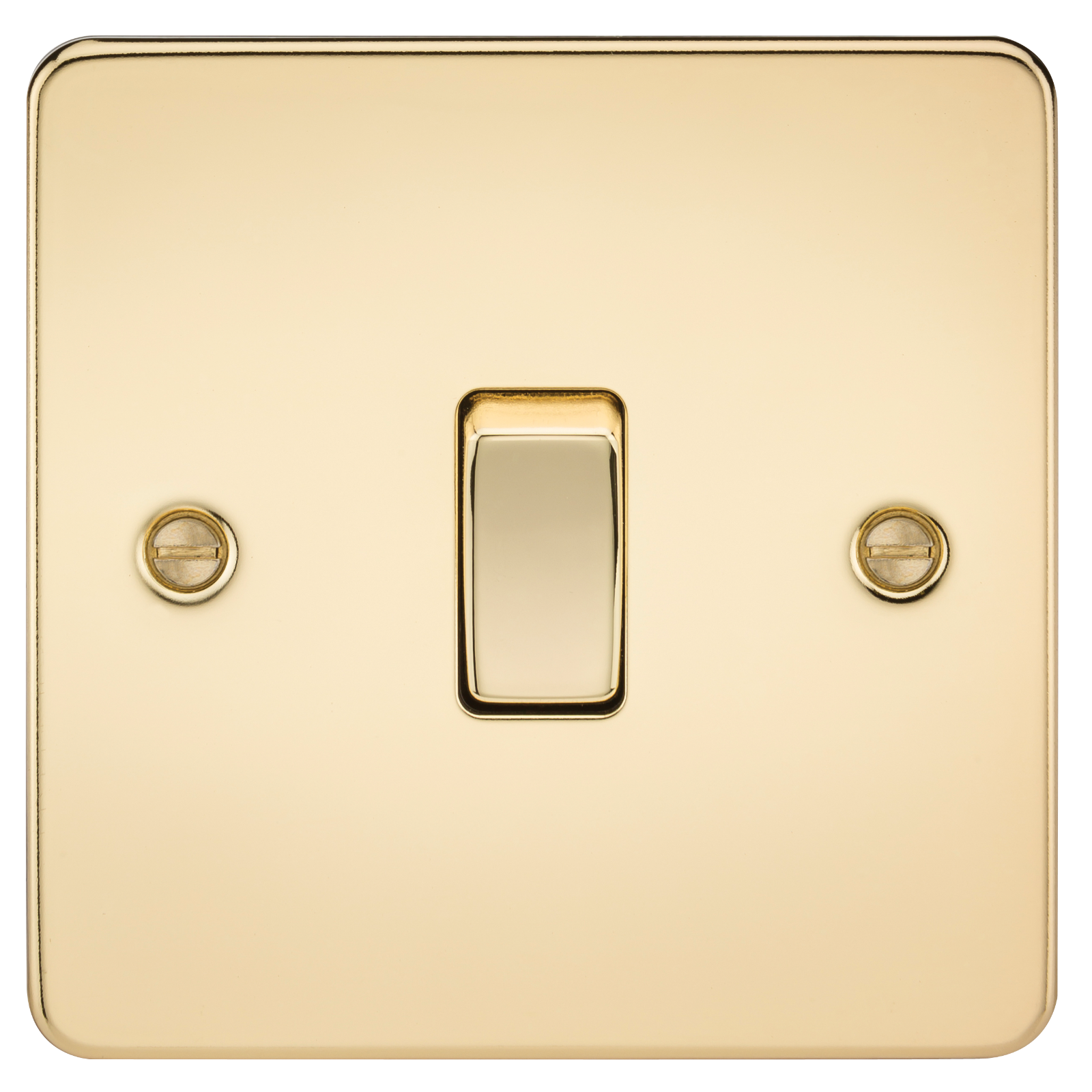 Flat Plate 10AX 1G Intermediate Switch - Polished Brass