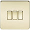 10A 3G 2 Way 230V Screwless Polished Brass Electric Wall Plate Switch