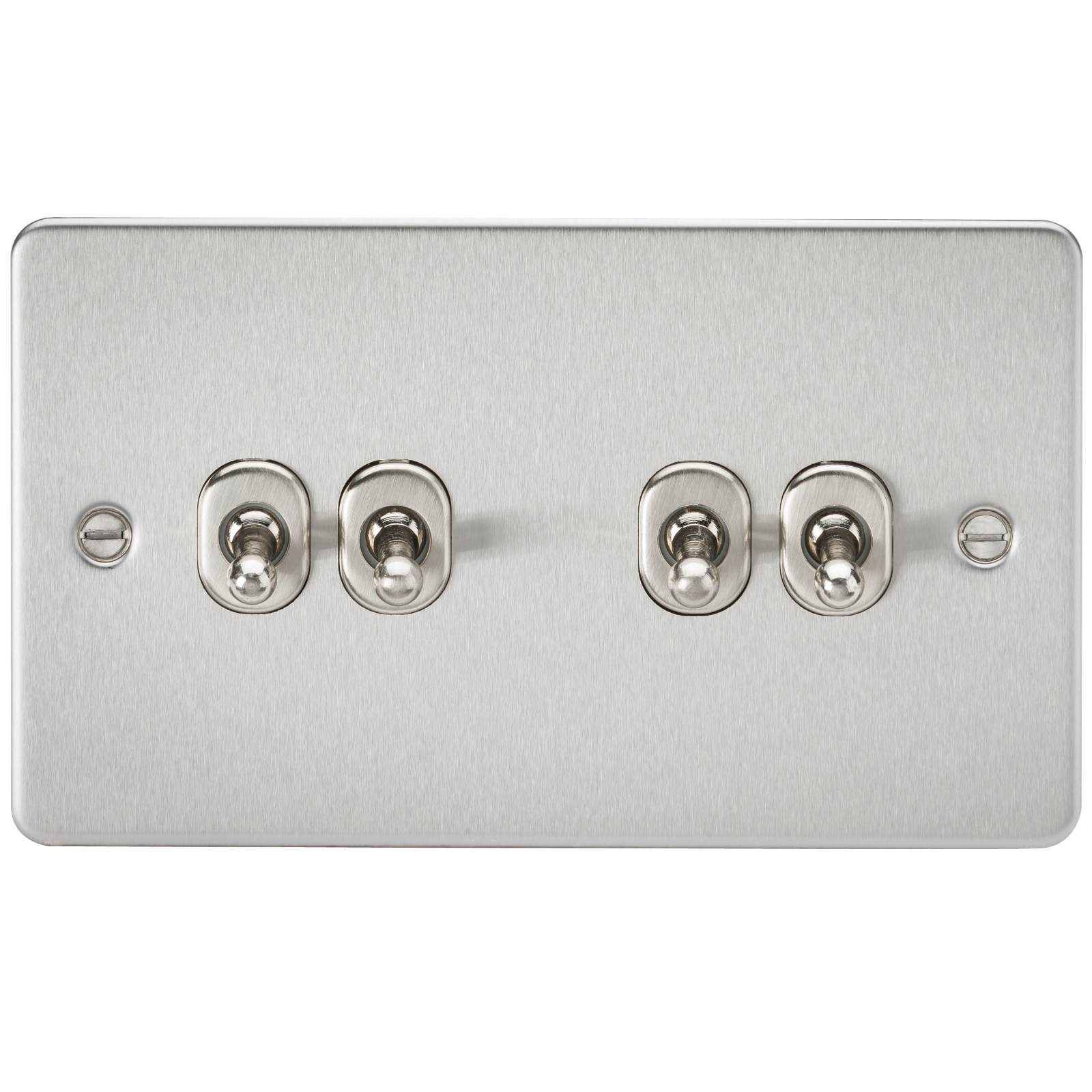 Flat Plate 10AX 4G 2-way toggle switch - brushed chrome