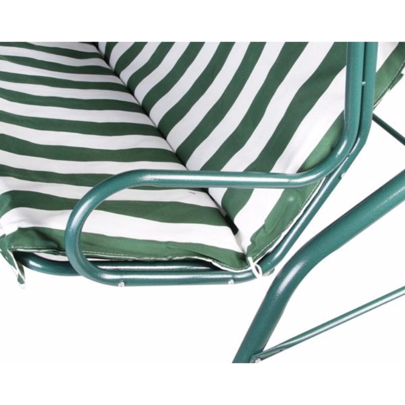 3 Seater Green & White Swinging Outdoor Garden Hammock Bench