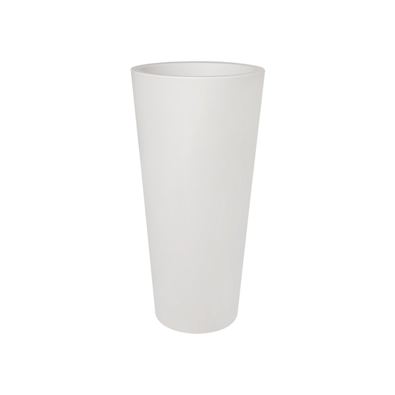 Pure 40cm Straight Round High Plastic Indoor & Outdoor Plant Pot - White