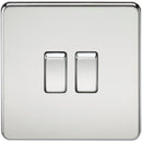 10A 2G 2 Way 230V Screwless Polished Chrome Electric Wall Plate Switch