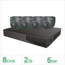 Falcon IP CCTV Kit - 8 Channel 2TB NVR with 4x 6MP Turret Kit, Grey