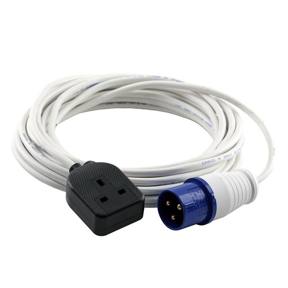 16A 230V Black Male to 1 Gang Socket Hook Up Extension Cable Lead - 0.5m