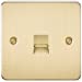 2G Unswitched Flat Plate Floor Socket - Polished Brass, White Insert