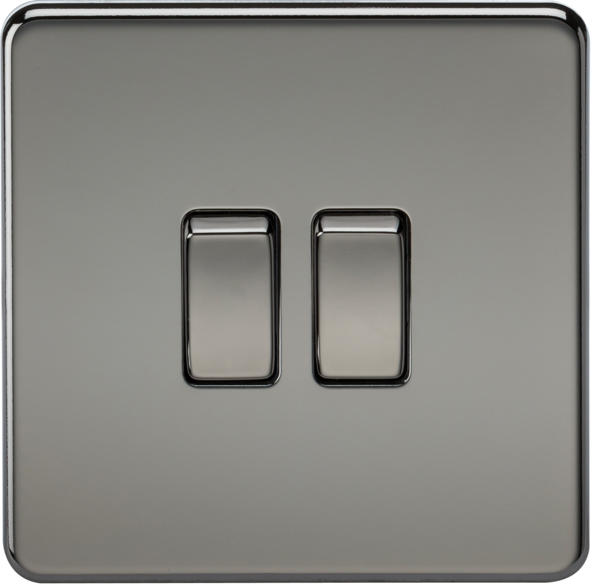 10A 2G 2 Way 230V Screwless Black Nickel Electric Wall Plate Switch