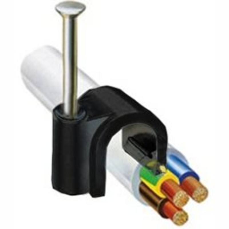 10mm Black Round Cable Clips (100 Pack)