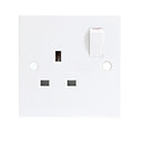 13A White 1G Single 230V UK 3 Pin Switched Electric Wall Socket