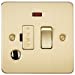 Flat Plate 13A switched fused spur unit with neon and flex outlet - brushed brass