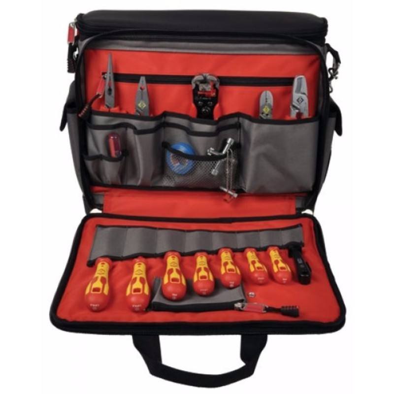 Black & Red Soft Technicians Electricians Tool Storage Case Bag