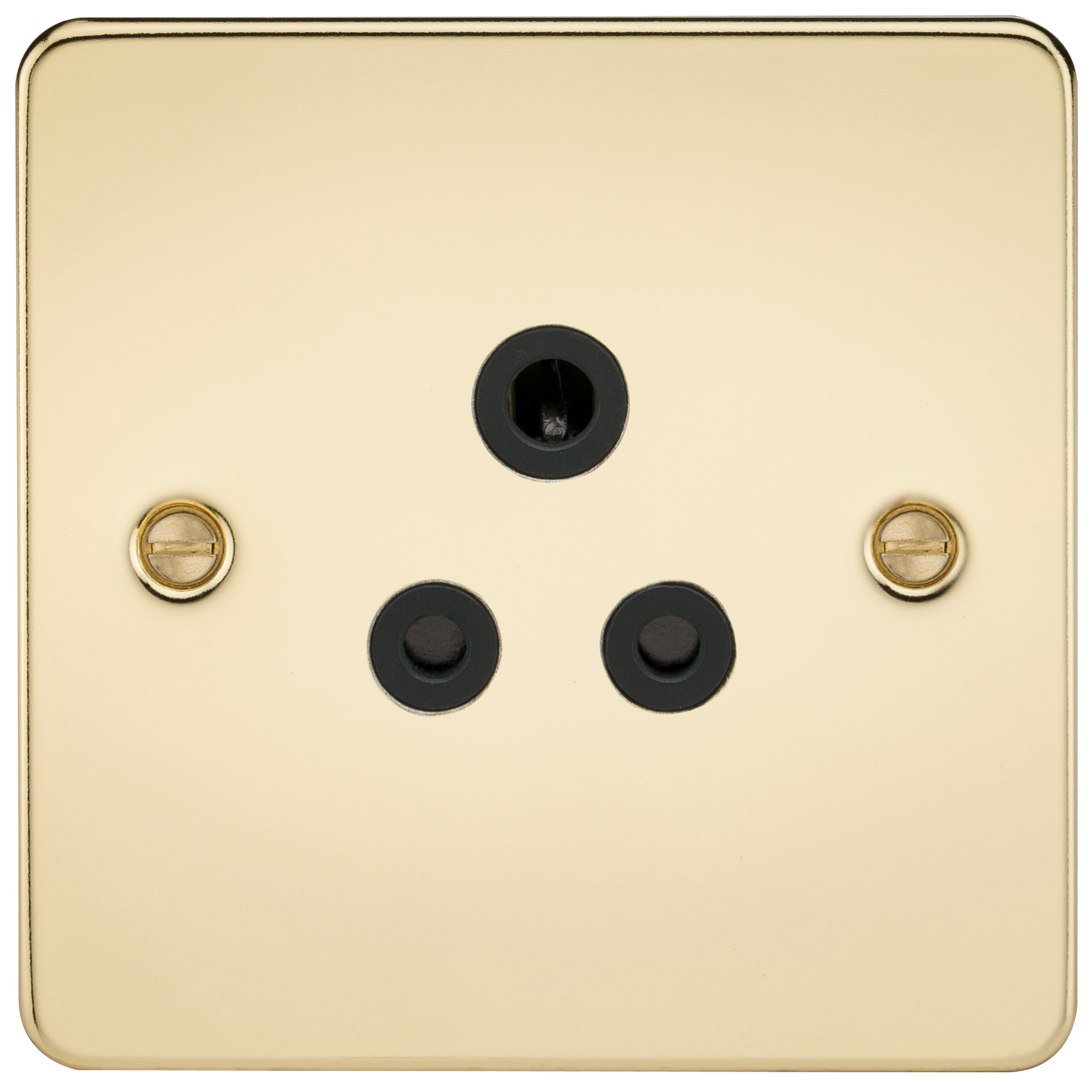 Flat Plate 5A unswitched socket - polished brass with black insert