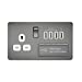 2G 13A Screwless Black Nickel 1G Switched Socket with Quad 5V USB Charger Ports - White Insert