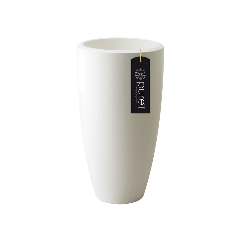Pure 30cm Soft Round High Plastic Indoor & Outdoor Plant Pot - White