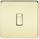 20A 1G DP 230V Screwless Polished Brass Electric Wall Plate Switch