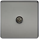 Coaxial TV Outlet 1G Screwless Black Nickel Un-Isolated Wall Plate