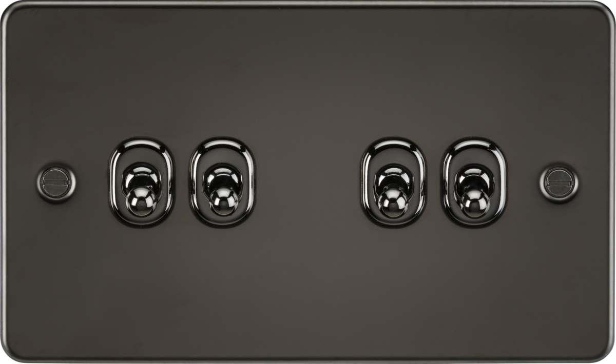 Flat Plate 10AX 4G 2-way toggle switch - gunmetal