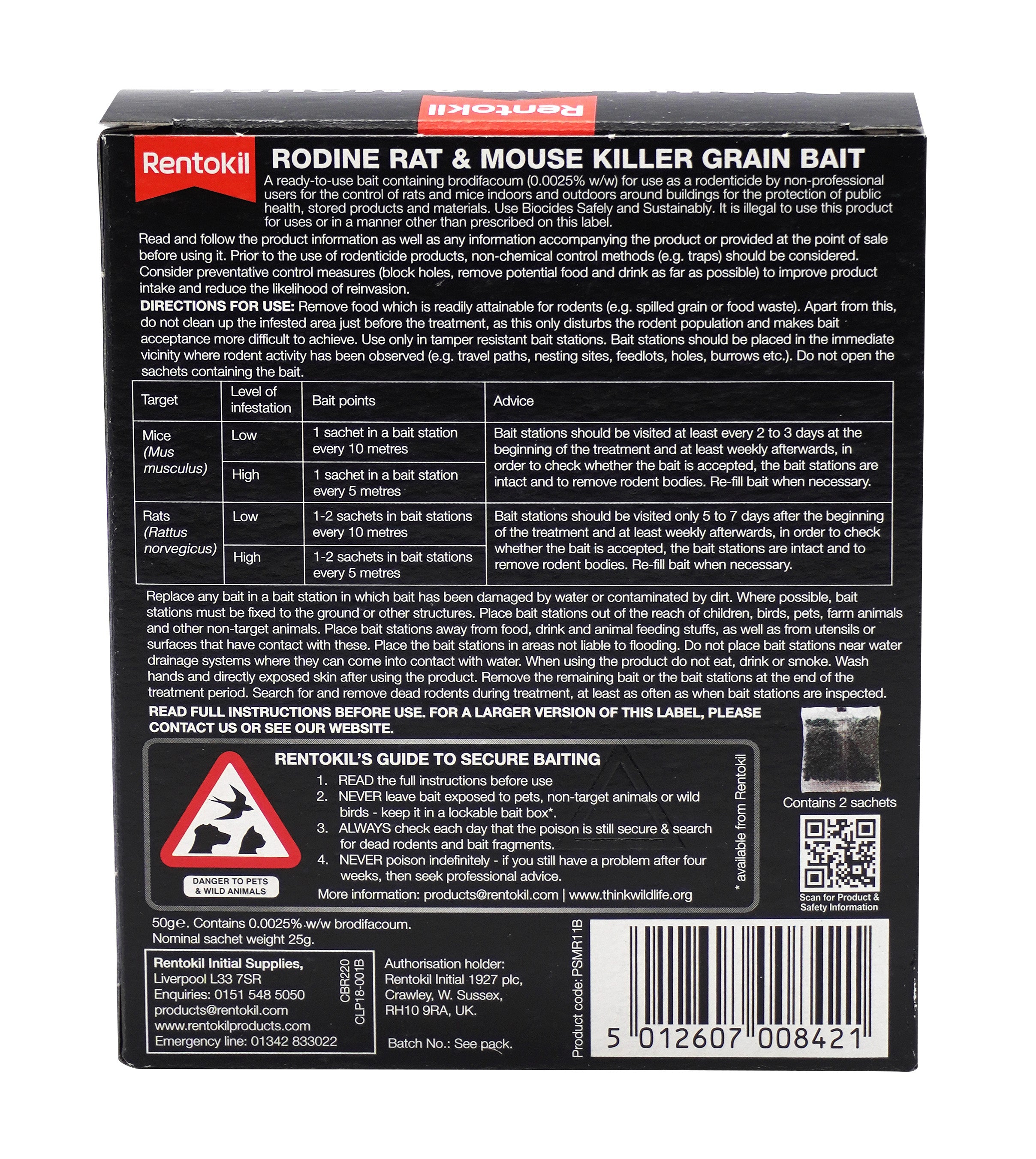 Rodine Rat & Mouse Killer Grain Bait - 2 Sachet