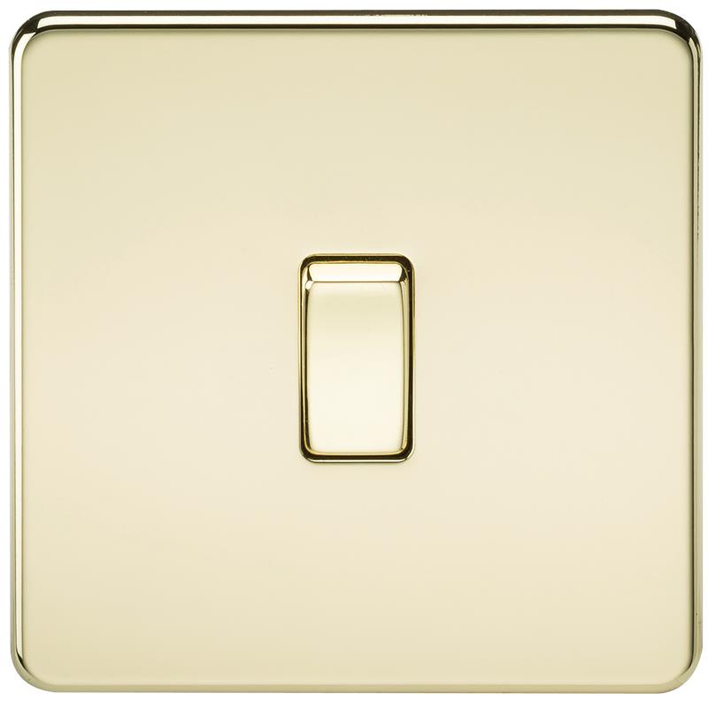 10A 1G 230V Screwless Polished Brass Intermediate Switch Wall Plate