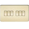 10A 6G 2 Way 230V Screwless Polished Brass Electric Wall Plate Switch