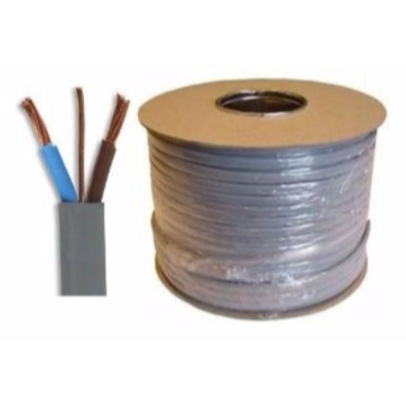 Grey 2.5mm 24A Twin & Earth (T&E) Flat PVC Lighting Power Cable - 25m