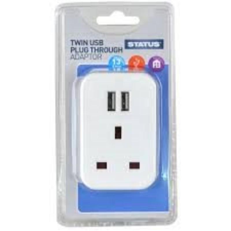 Twin Port USB Plug Through Adapter