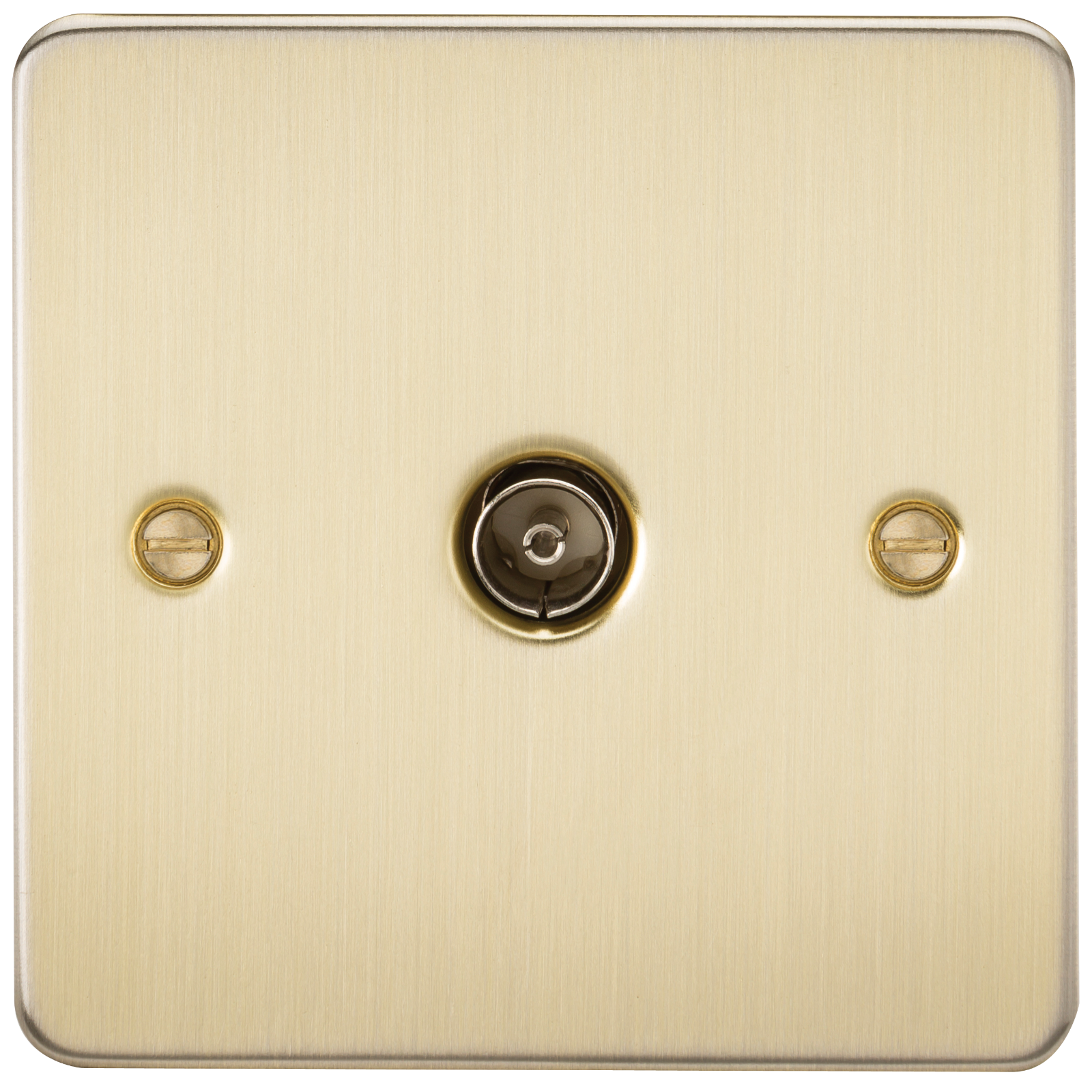 Flat Plate 1G TV Outlet (non-isolated) - Brushed Brass