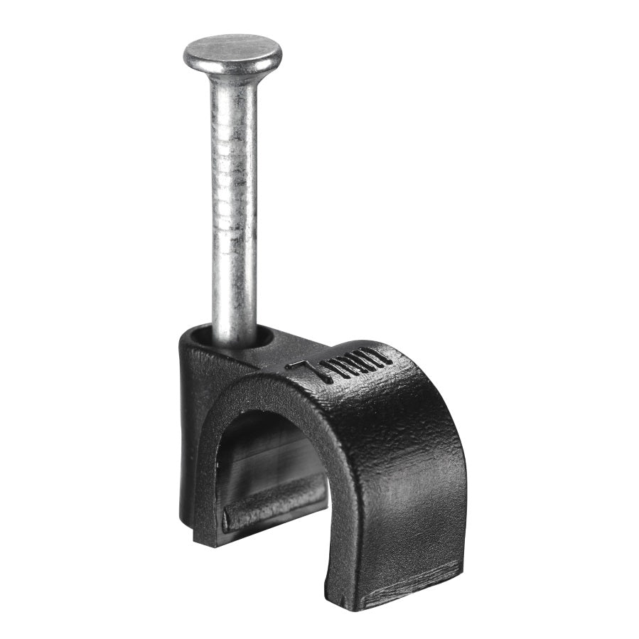 10mm Black Round Cable Clips (100 Pack)