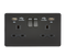 13A 2G Switched Socket, Dual USB (2.4A) with LED Charge Indicators - Matt Black