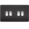 10A 4G 2 Way 230V Screwless Matt Black Electric Wall Plate Switch