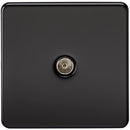 Coaxial TV Outlet 1G Screwless Matt Black Un-Isolated Wall Plate