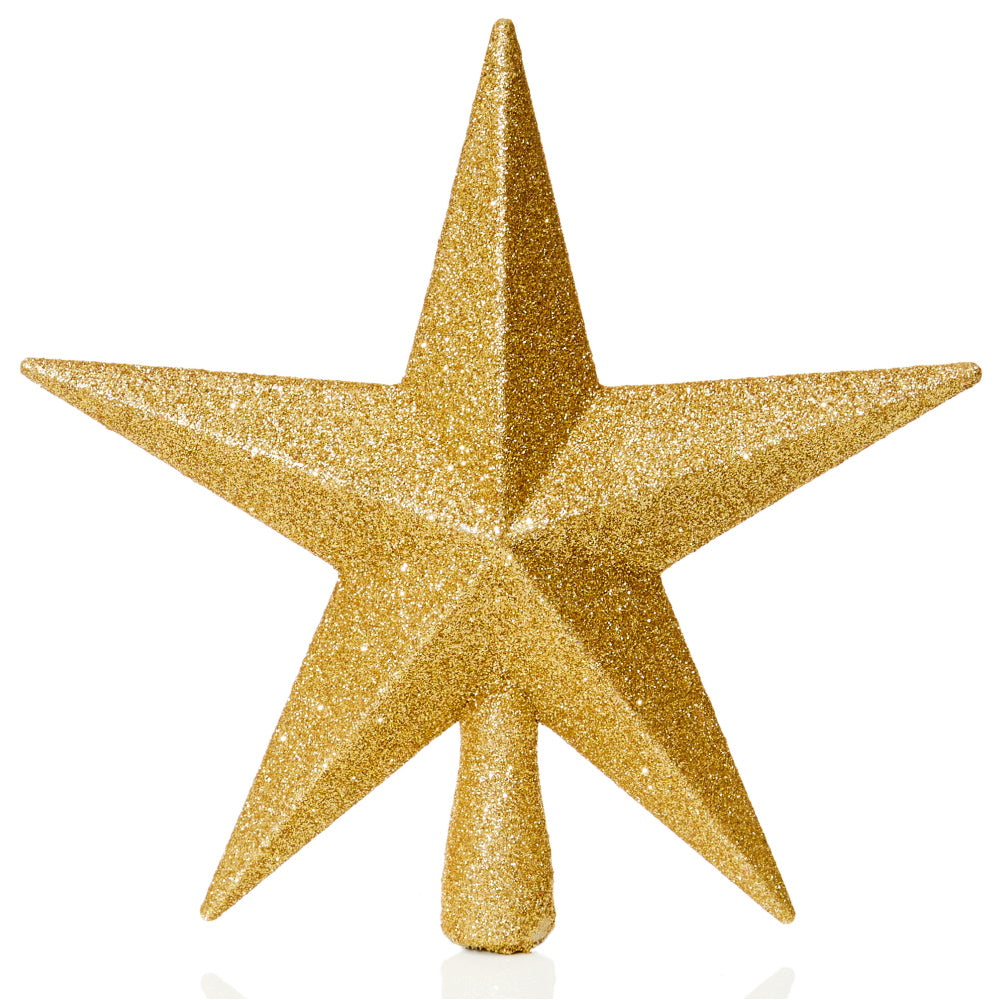20cm Glitter Tree Top Star, Champagne Gold