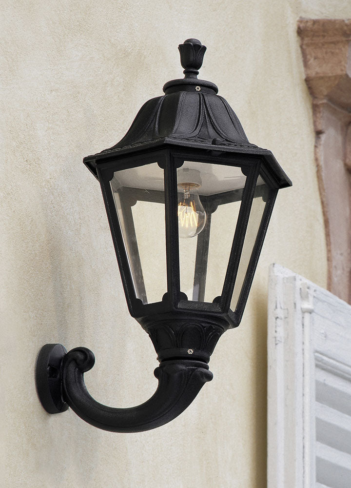 NOEMI E27 Hexagonal Lantern Head Black Traditional Garden Light
