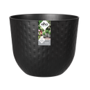 Fuente Grains 30cm Round Plastic Indoor & Outdoor Plant Pot - Onyx Black