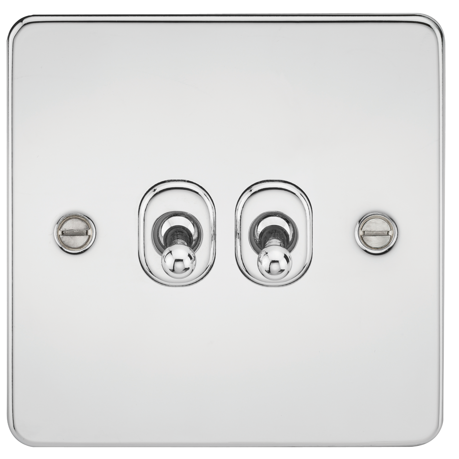 Flat Plate 10AX 2G 2-way toggle switch - polished chrome