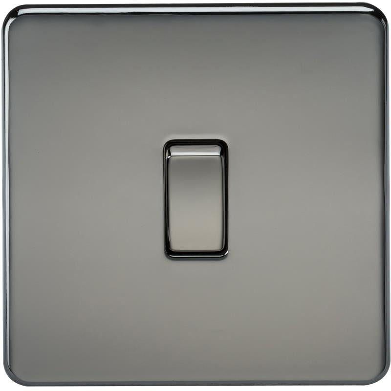 10A 1G 230V Screwless Black Nickel Intermediate Switch Wall Plate