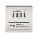 1G Screwless Polished Chrome Quad USB 5V Charger Outlet - White Insert