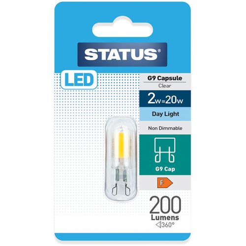 2w = 20w = 200 lumens - LED - G9 - Day Light - non dimmable