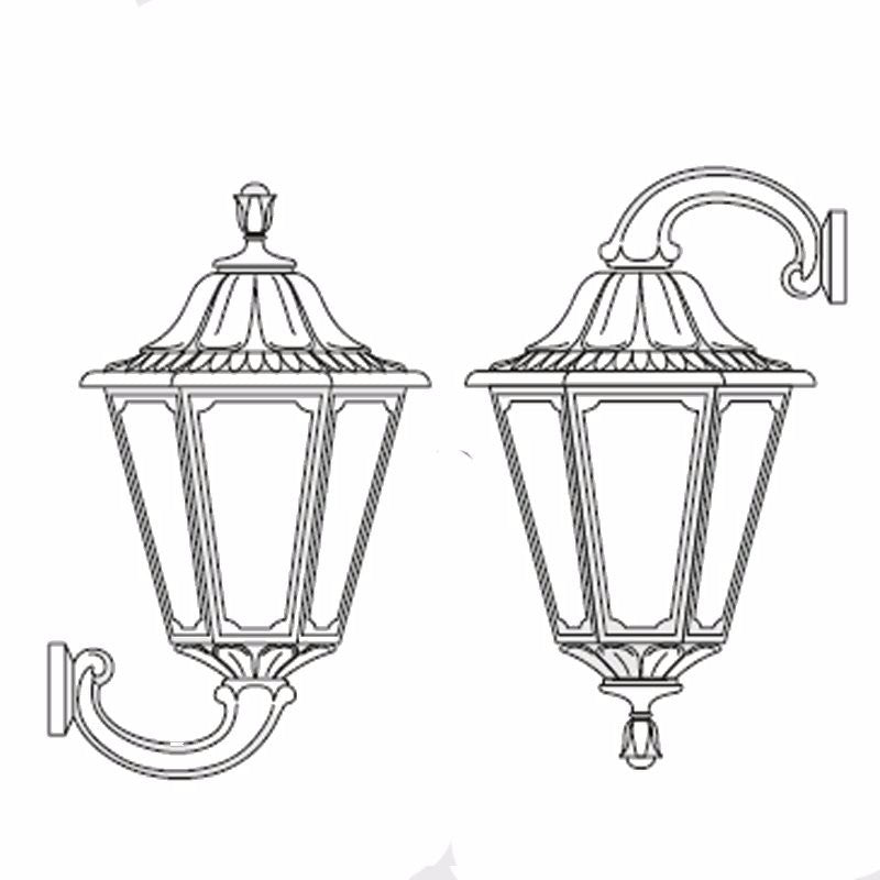 Black Noemi Traditional Garden Lantern w/  Wall Arm