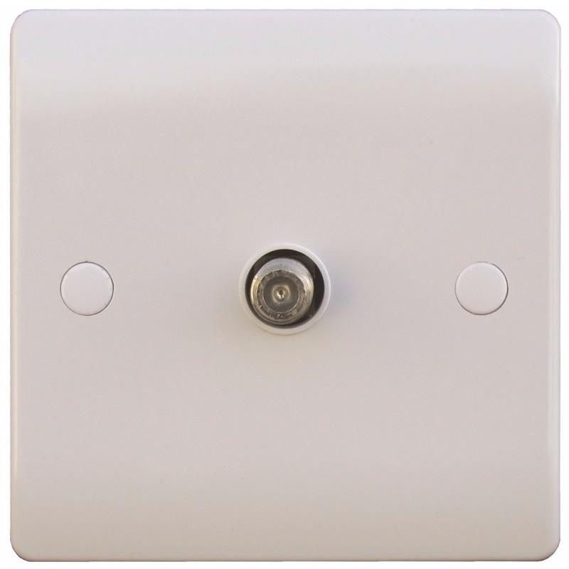 Sline White 1 Gang Satellite TV Outlet Single Wall Plate