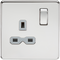 Screwless 13A 1G DP switched socket - polished chrome with grey insert