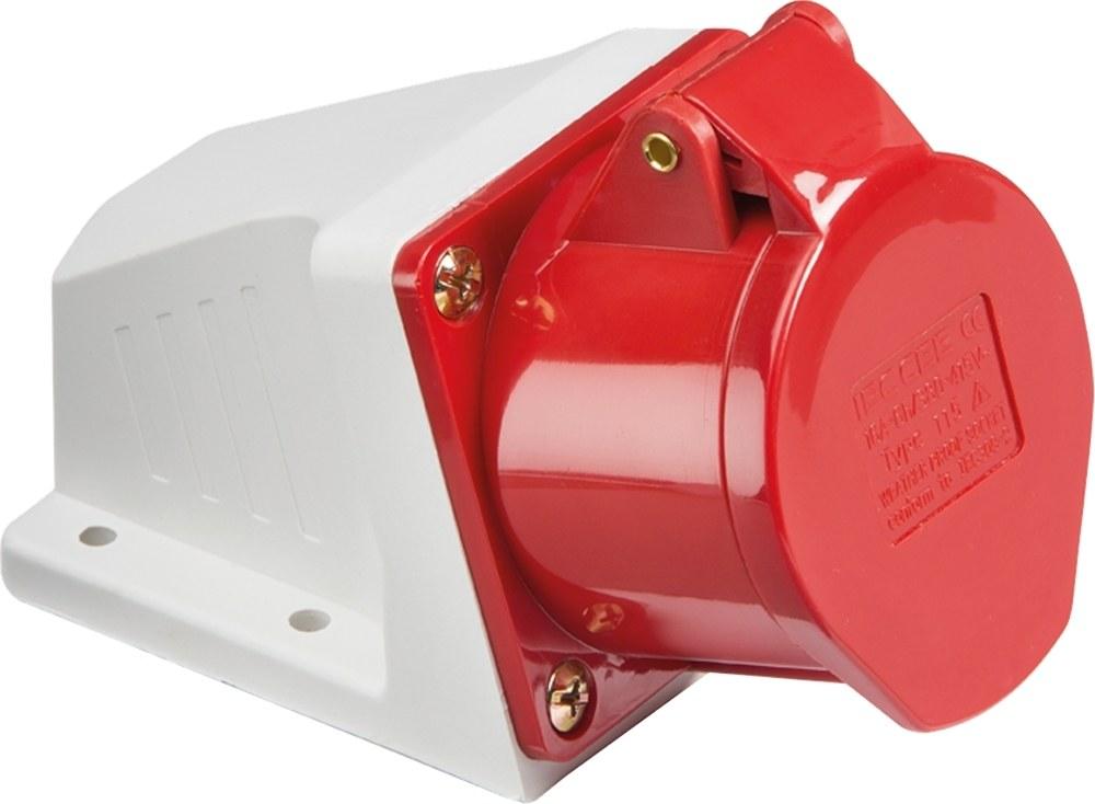 415V IP44 16A Angled Surface Mount Socket 3P+N+E